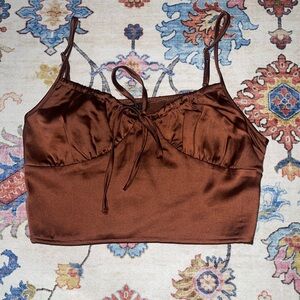 Forever 21 Brown Satin Crop Top
